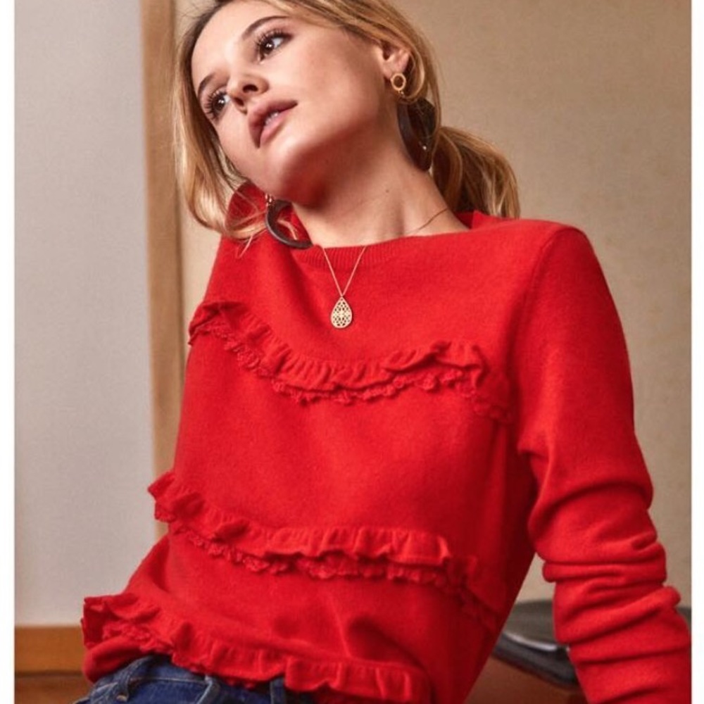 Sézane Red Wool Cashmere Sweater Andreas Pull